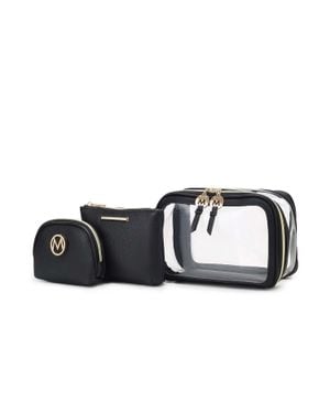 MKF Laura Cosmetic Punch 10 Pcs Sets, Travel Makeup Bag - Black