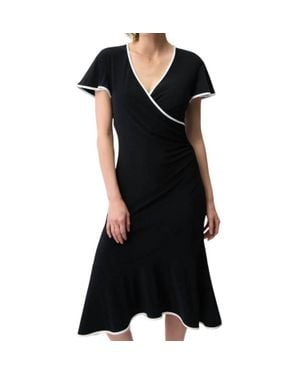 Joseph Ribkoff Silky Knit Wrap Dress With Contrast Trim - Black