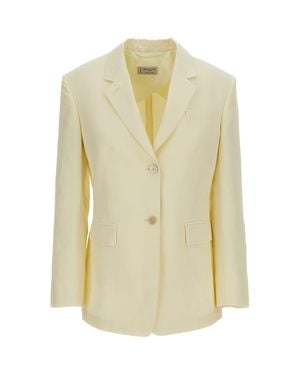 Alberto Biani Linen-Blend Single-Breasted Blazer - Metallic