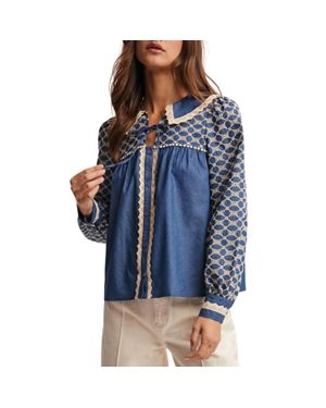 Forte Embroidered Blouse - Blue