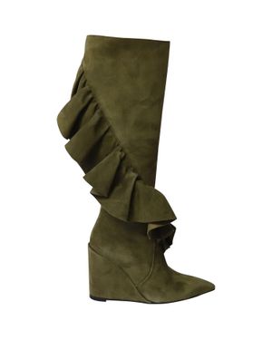 JW Anderson J W Anderson Ruffle Thigh-High Boots - Green