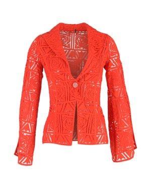 Cult Gaia Carlotta Floral Lace Blazer - Red