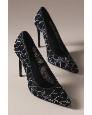Black Suede Studio Gia Lace Pumps - Black