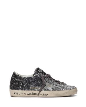 Golden Goose Super-Star Classic With List Glitter - Gray