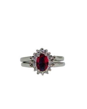 Faire Sapphire/Ruby Reversible Rhodium Plated Ring - Red