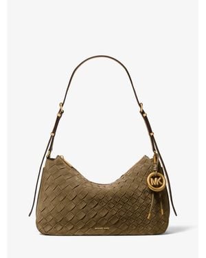 Michael Kors Nolita Medium Hand-Woven Suede Shoulder Bag - Brown