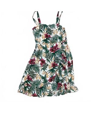 Kori Tropical Printed Ruffle Wrap Mini Dress - Green