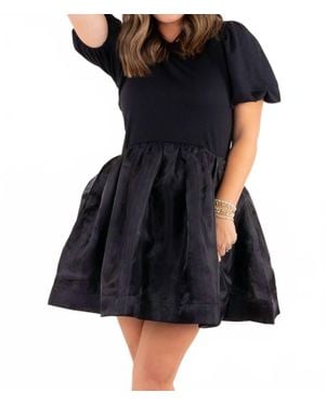 2.7 August Apparel Short Sleeve Organza Mini Dress - Black