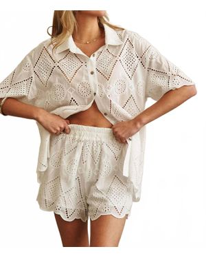 hello mello Elastic Waist Laced Shorts - White