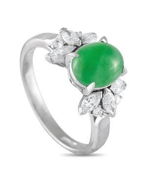 LB Exclusive Platinum 0.40Ct Diamond And Jade Ring Mf31-073025 - Green