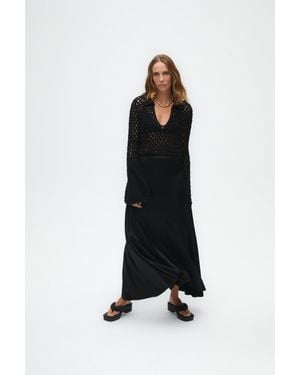 Nocturne Asymmetrical Long Skirt - Black
