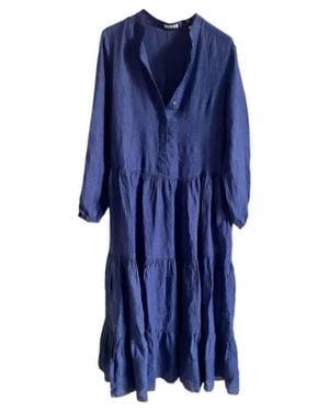 Robert Friedman Tiered Linen Dress - Blue