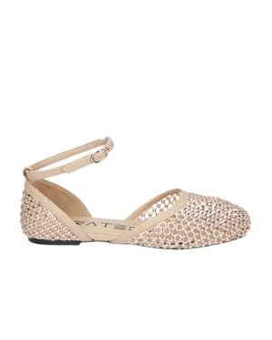 Strategia Rhinestone-Embellished Mesh Ballerina Sandals With Leather Sole - Multicolor