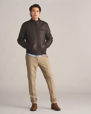 Members Only Faux Leather Iconic Racer Jacket - Blue