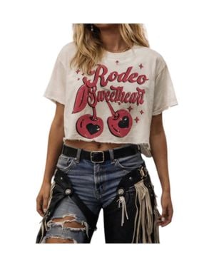 Country Deep Rodeo Sweetheart Crop Graphic Tee - Red