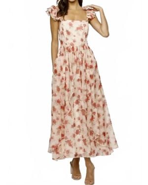 Storia Floral Asymmetric Maxi Dress - Natural