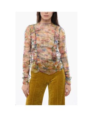 Viktor & Rolf Floral Print Sheer Ripple Reflection Long Sleeved Top - Multicolor