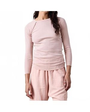 NSF Aria Fitted Rib Raglan Crew Tee - Pink
