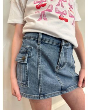 Tractr Girl's Cargo Denim Skirt - Blue