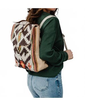 NEW PANACHE APPAREL women\'s aztec backpack in cream, black Wholesale Cream, Tan & Black Aztec Backpack for your store  main image 4