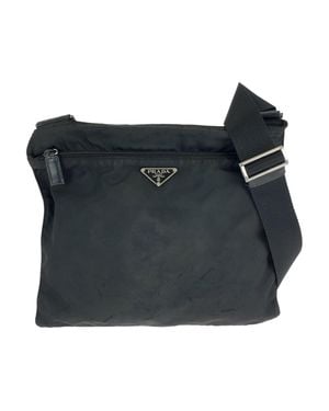 Prada Nylon Tessuto Triangle Logo Shoulder Bag - Black