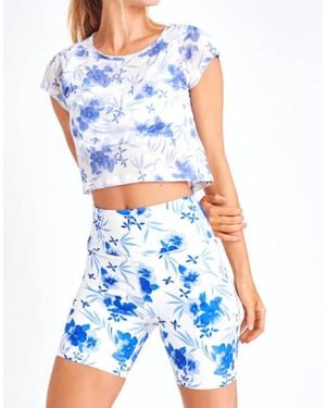 LoveShackFancy Giada Biker Short - Blue