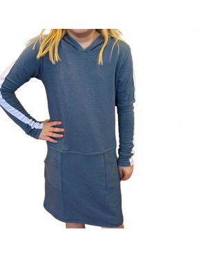 Area Code 407 Girl's Fleece Hoodie Dress - Blue