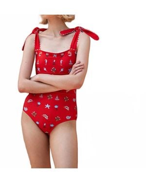 Jessie Zhao Coral Reversible One-Piece Swimsuit - Red