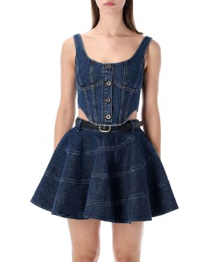 Self-Portrait Denim Corset Top - Blue