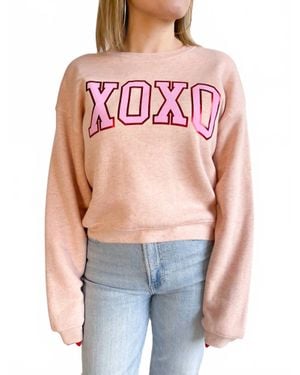 Oat Collective Haisley Boxy Xoxo Foil Sweatshirt - Blue