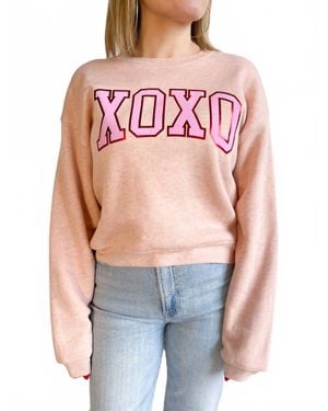 Oat Collective Haisley Boxy Xoxo Foil Sweatshirt - Blue