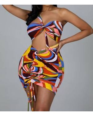 Good Time Usa Amber Two Piece Wrap Top Mini Skirt - Orange