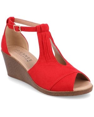 Journee Collection Apos;S Kedzie Medium And Wide Width Wedge Sandals - Red