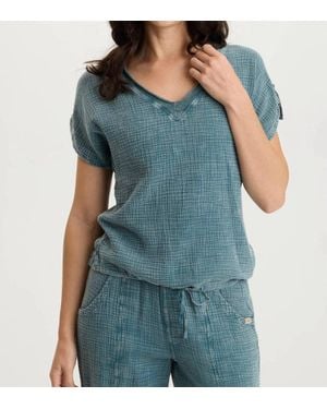 XCVI Bower Gauze V-Neck Top - Blue
