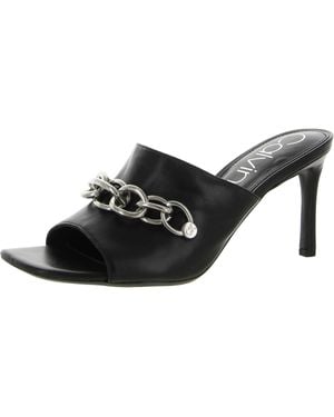 Calvin Klein Halima Chain Peep-Toe Mules - Black