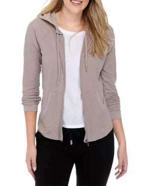 Calvin Klein Premium Performance Rouched Long Sleeve Zip Up Hoodie - Gray