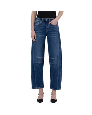 Flying Monkey High Rise Barrel Leg Jeans - Blue