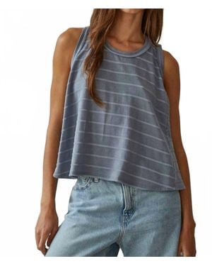 By Together Knit Striped Round Neck Sleeveless Tank Top - Blue
