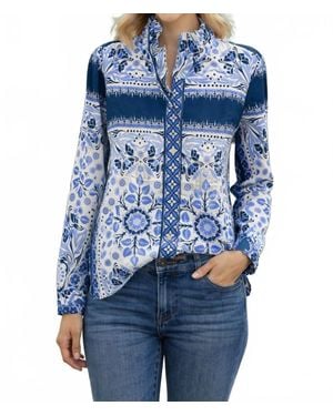 Patty Kim Elizabeth Long Sleeve Blouse - Blue