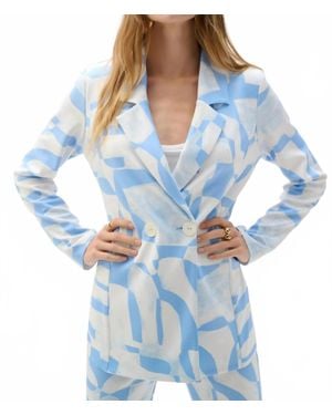 Joseph Ribkoff Geometric Double Breast Blazer - Blue