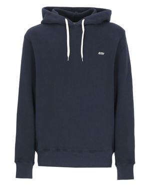 Autry Embroidered Logo Cotton Hoodie - Blue