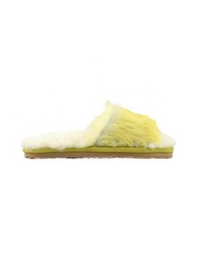 Mou Long Hair Pony Fur Slide Slipper - Yellow
