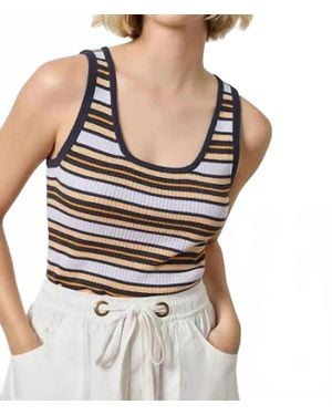 Lilla P Striped Scoop Neck Tank - Black