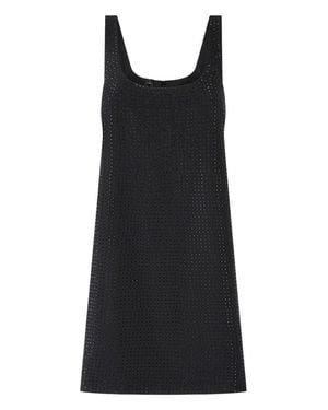 Pinko Sleeveless Midi Dress With Square Neckline And Textured Perforation - Black
