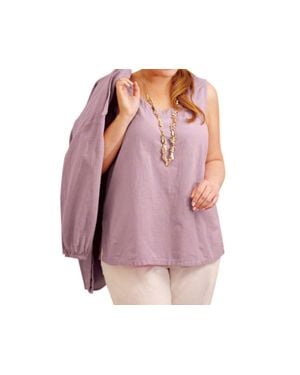 On The Plus Side Crinkle Cotton Sleeveless Top - Pink