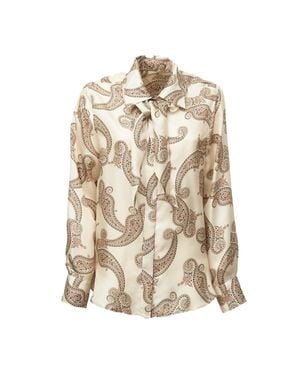 Robert Friedman Kitta Tie-Foulard Printed Silk Shirt - Natural