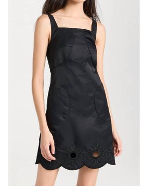 Tibi Daisy Embroidered Short Dress - Black