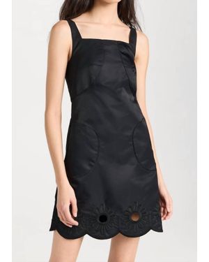 Tibi Daisy Embroidered Short Dress - Black