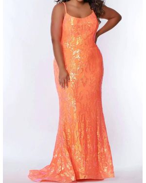 Sydney's Closet Sheath Sequin Gown - Orange