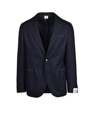 Luigi Borrelli Napoli Rounded Virgin Wool Jacket With Button Closure And Unlined Interior - Blue